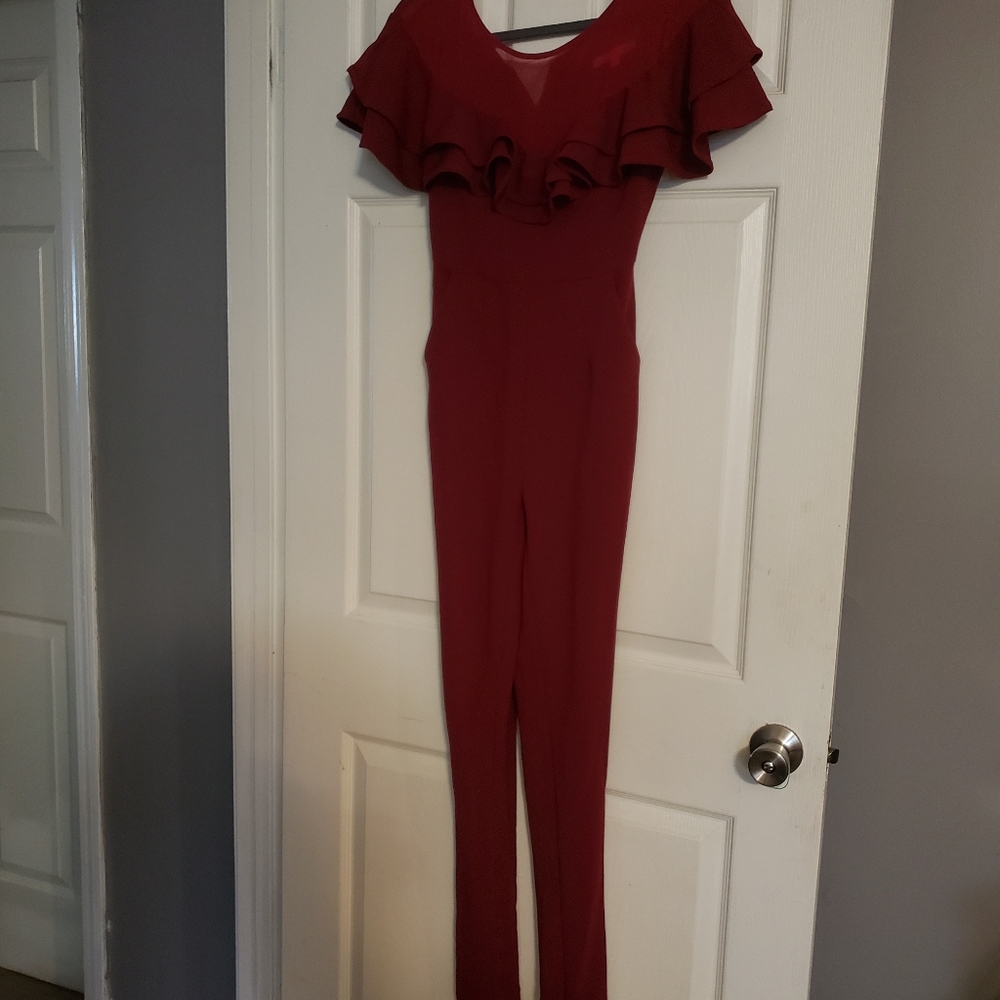 Red Ruffle Jumpsuit - Picture 4 of 4
